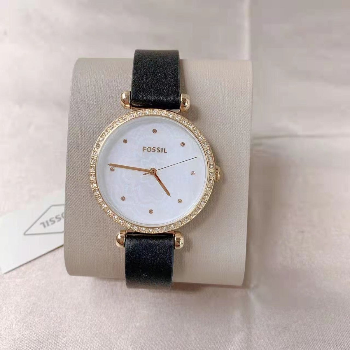 Fossil BQ3758 Tillie Three-Hand Black Leather Watch Fossil BQ3758 Tillie Three-Hand Black Leather Watch